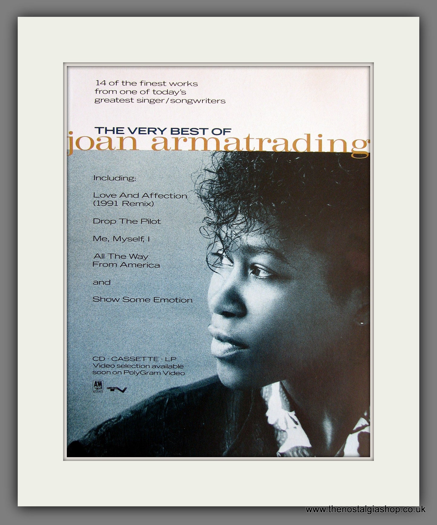 Joan Armatrading The Best Of. Vintage Advert 1991 (ref AD55702)