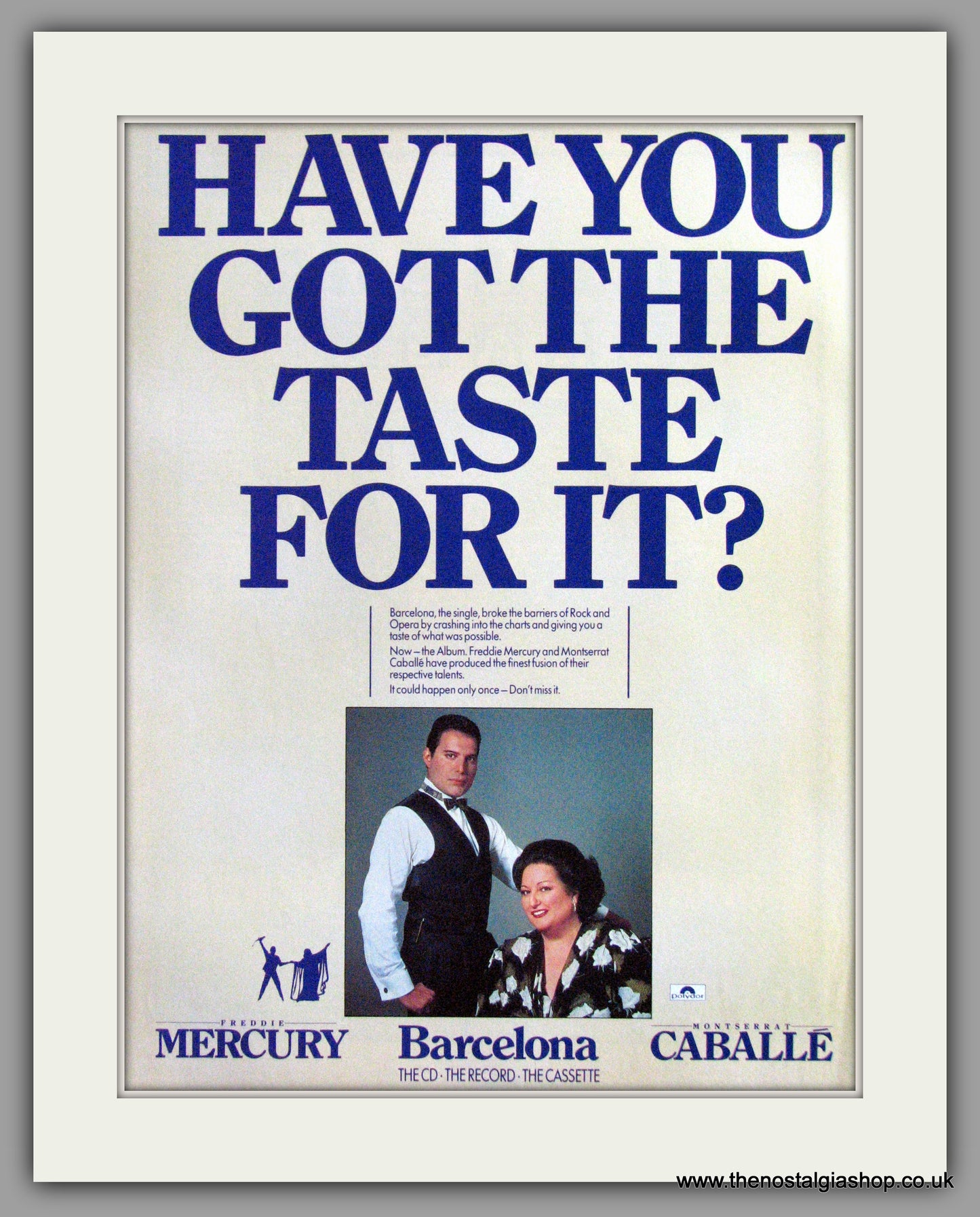 Freddie Mercury & Montserrat Caballe - Barcelona. Original Advert 1988 (ref AD50316)