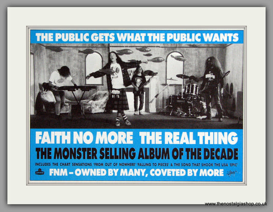 Faith No More, The Real Thing - Album of The Decade. Original Advert 1990 (ref AD50317)