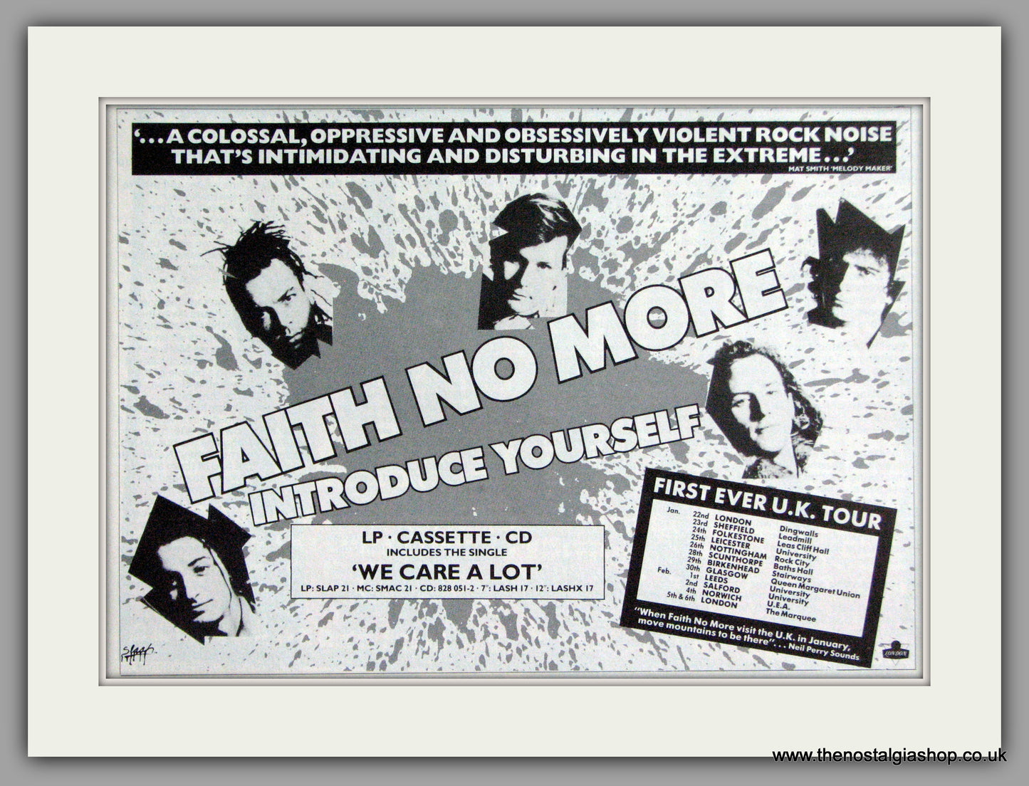 Faith No More - Introduce Yourself. Vintage Advert 1988 (ref AD50371)