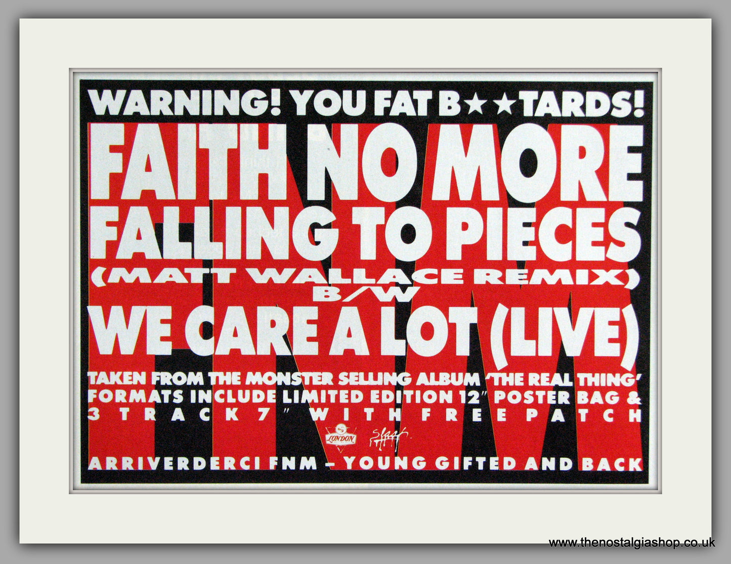 Faith No More - Falling To Pieces. Vintage Advert 1990 (ref AD50372)