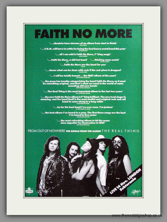 Faith No More - The Real Thing. Vintage Advert 1989 (ref AD50376)