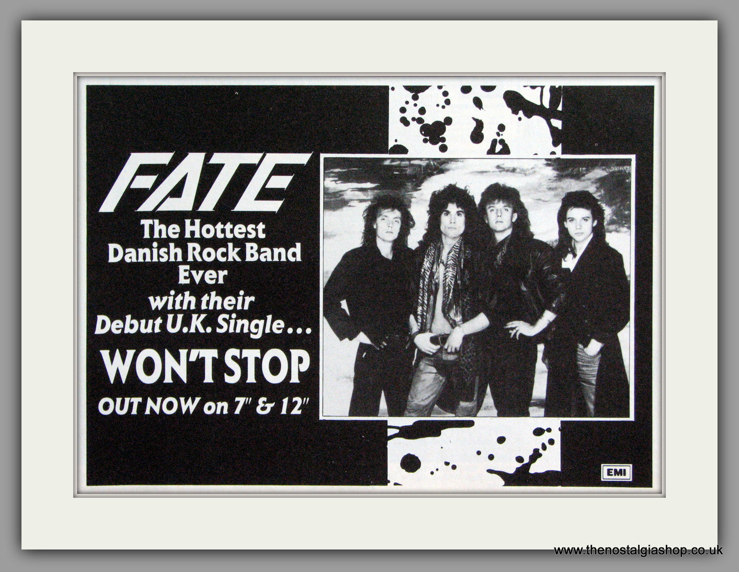 Fate - Won't Stop. Vintage Advert 1987 (ref AD50424)