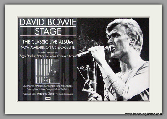 David Bowie. Stage.  Vintage Advert 1992 (ref AD50532)