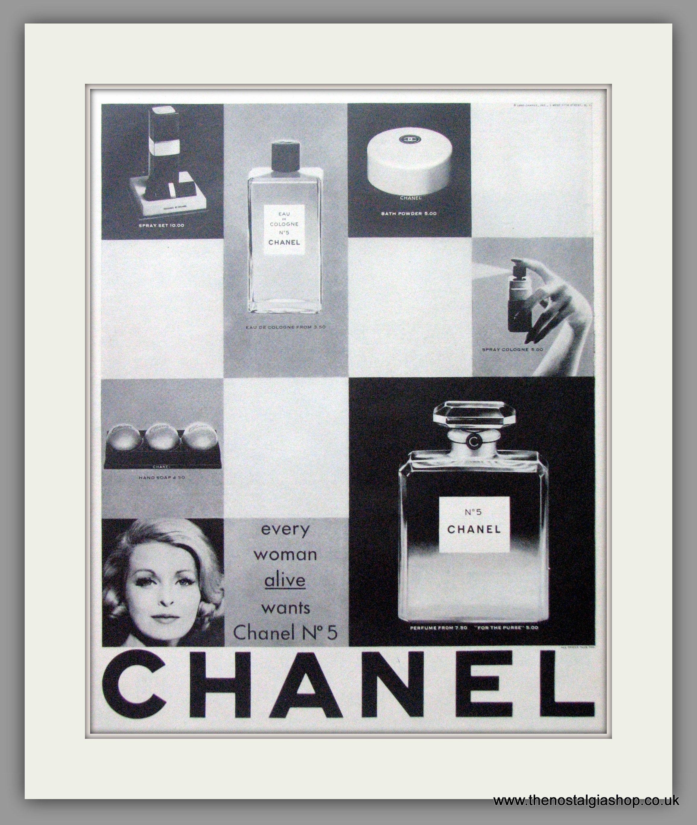 1962 Chanel No 5 Perfume-What Every Woman Alive Wants-Original 13.5 * 10.5  Magazine Ada