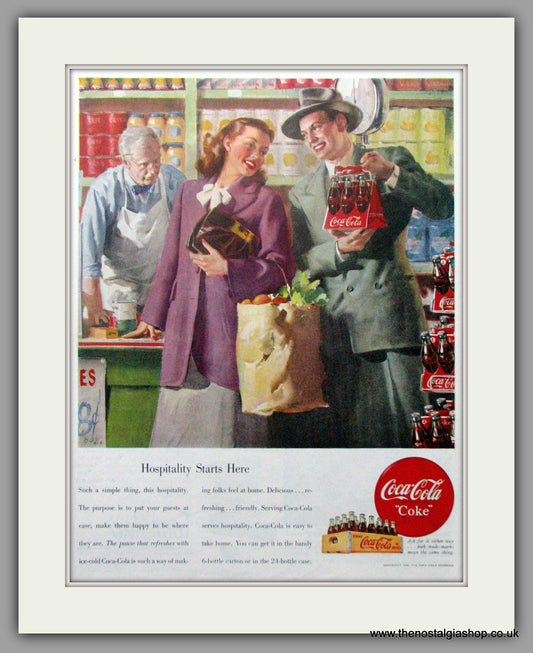 Coke. Coca-Cola. Hospitality Starts Here. Original Advert 1948 (ref AD11212)