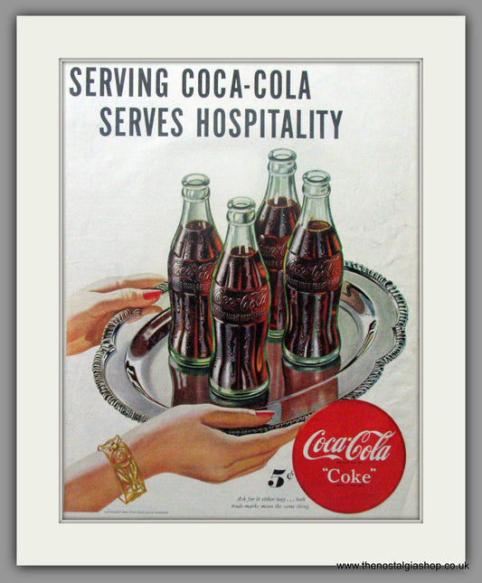 Coke. Coca-Cola. Serving Hospitality. Original Advert 1947 (ref AD11213)