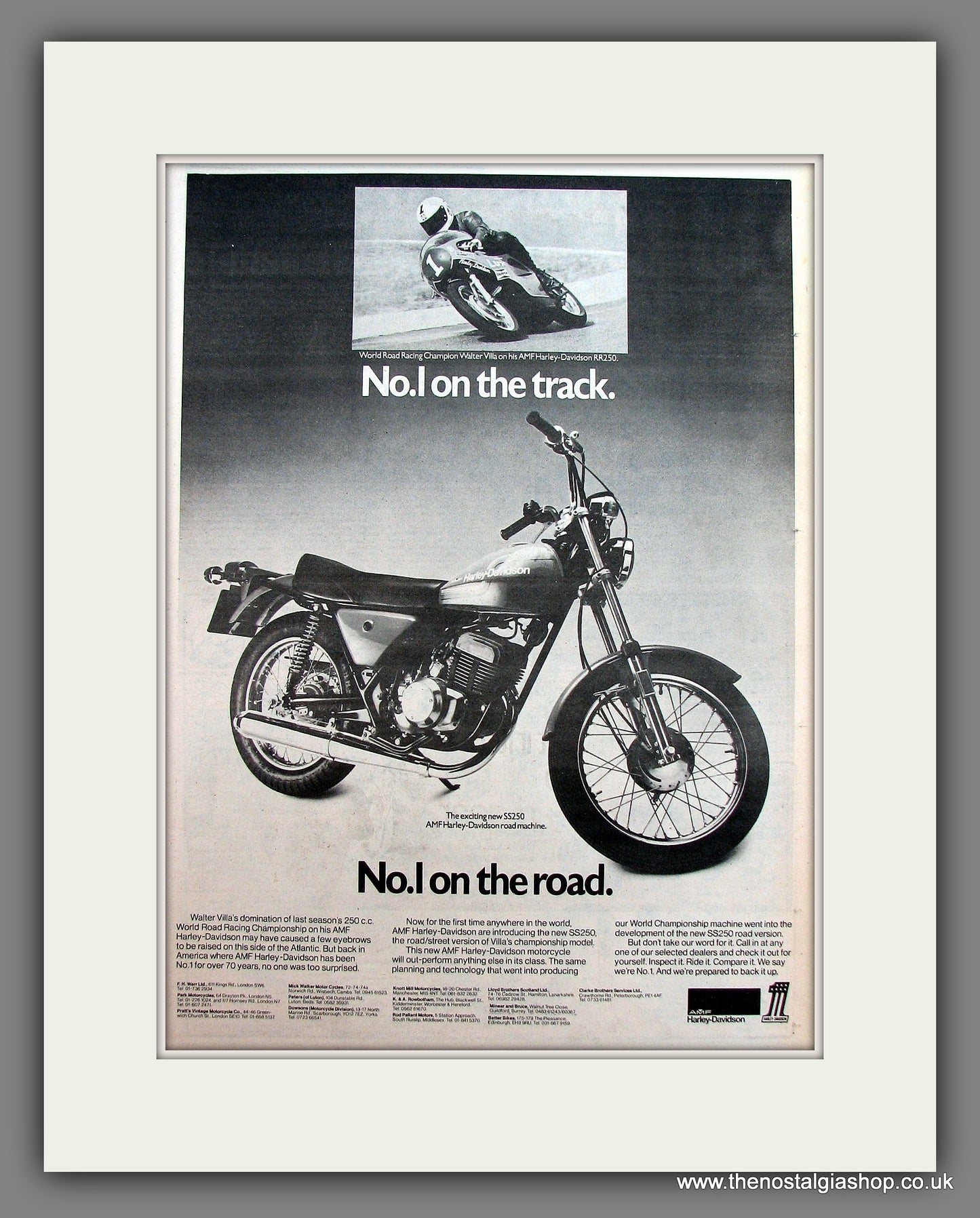 Harley-Davidson. No.1 on Track and Road. Original Advert 1975 (ref AD12954)