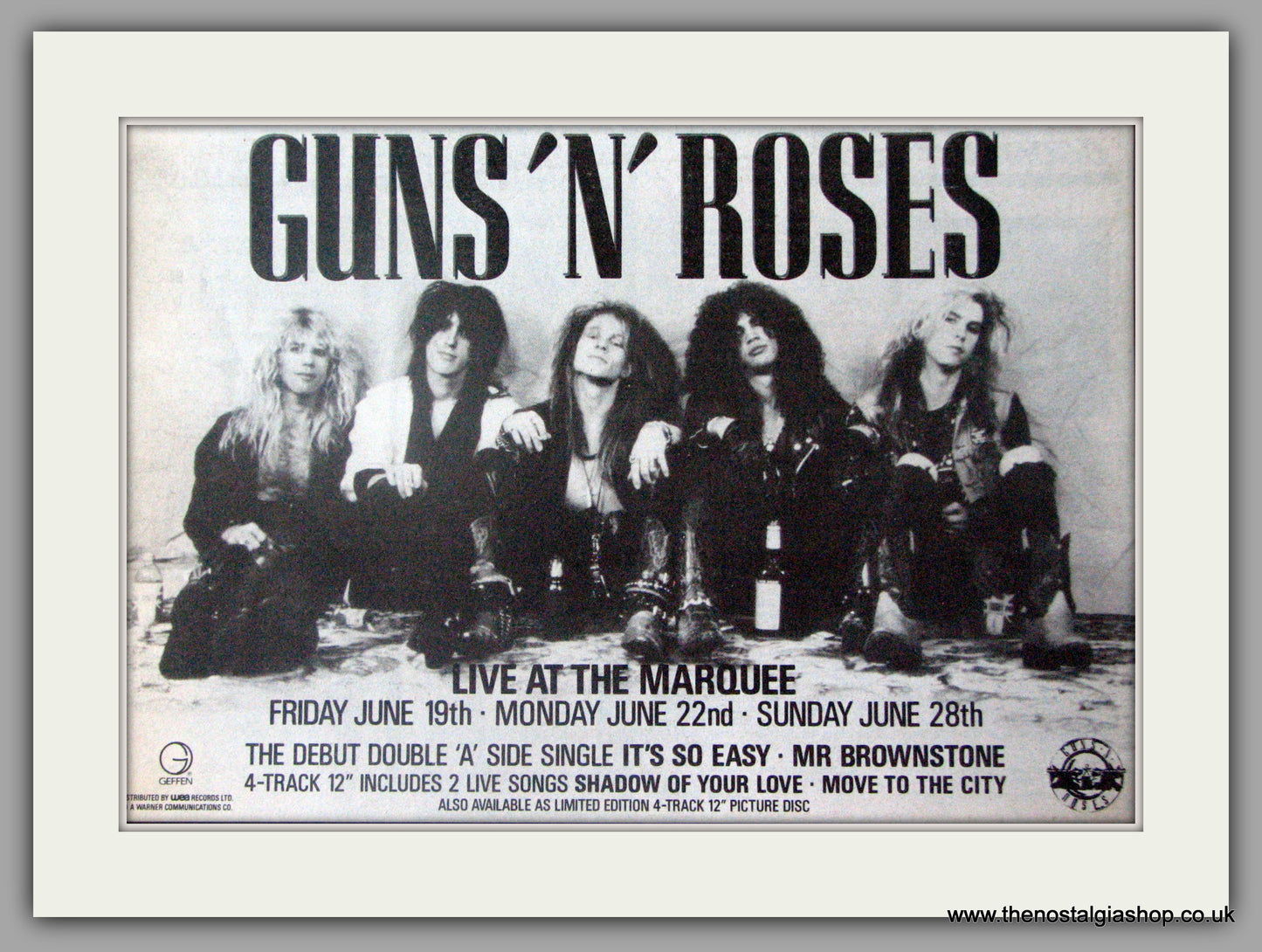 Guns 'N' Roses. Live At The Marquee. Vintage Advert 1987 (ref AD50364)