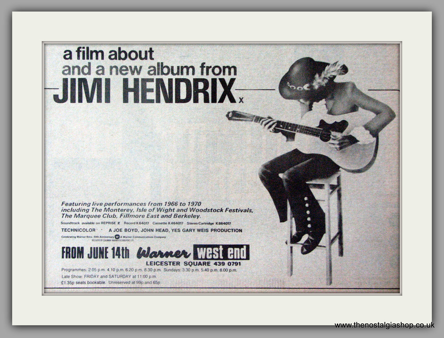 Jimi Hendrix. New Album and Film. Vintage Advert 1973 (ref AD50365)
