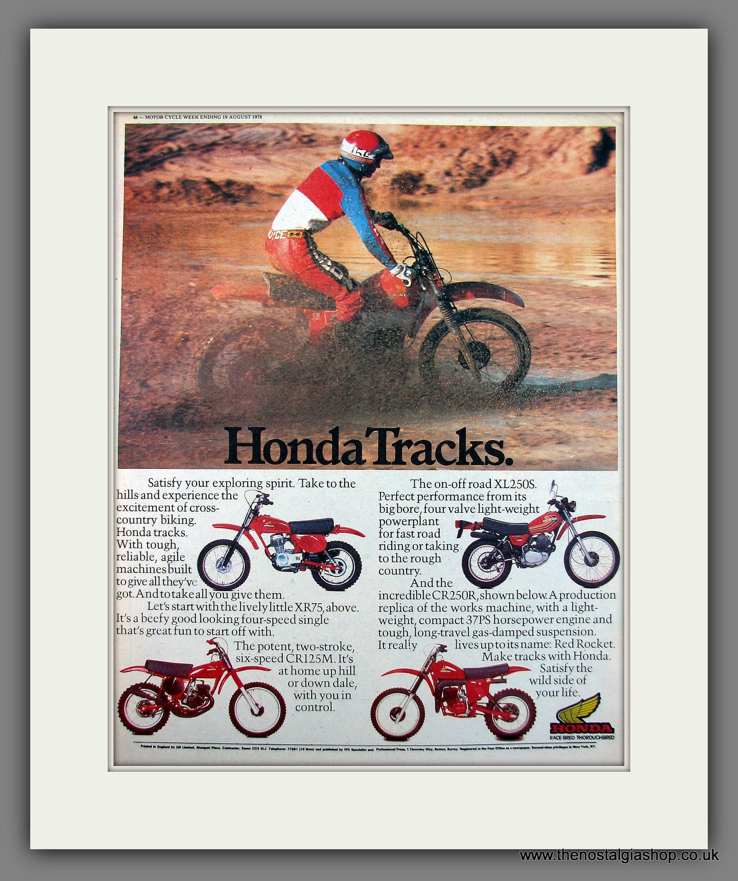 Honda Tracks Motorcycles. Original Advert 1978 (ref AD13007)