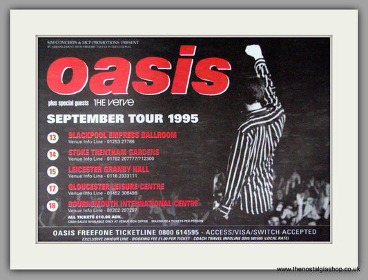 Oasis. UK Tour 1995. Vintage Advert 1995 (ref AD50420)