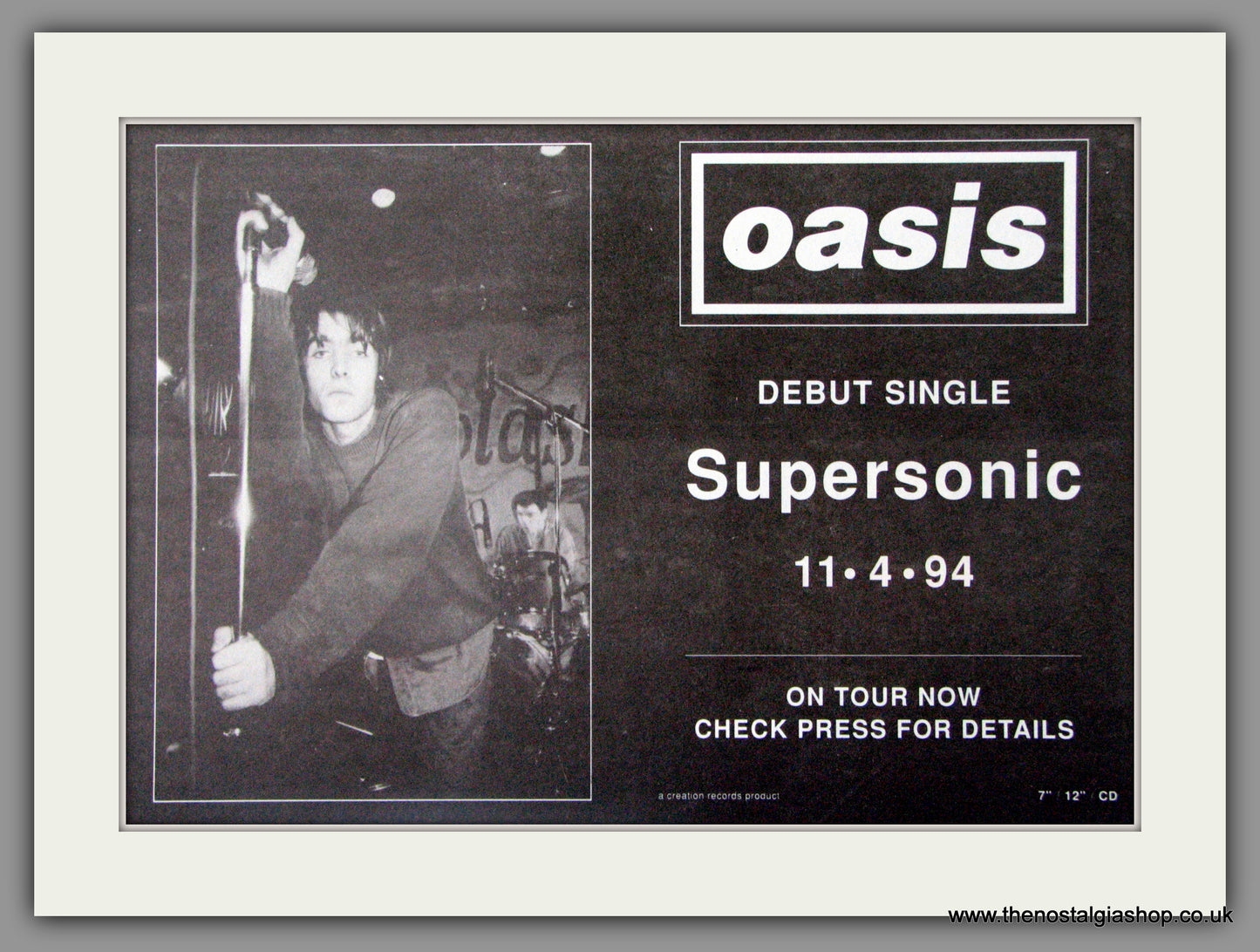 Oasis. Supersonic, Debut Single. Vintage Advert 1994 (ref AD50434)
