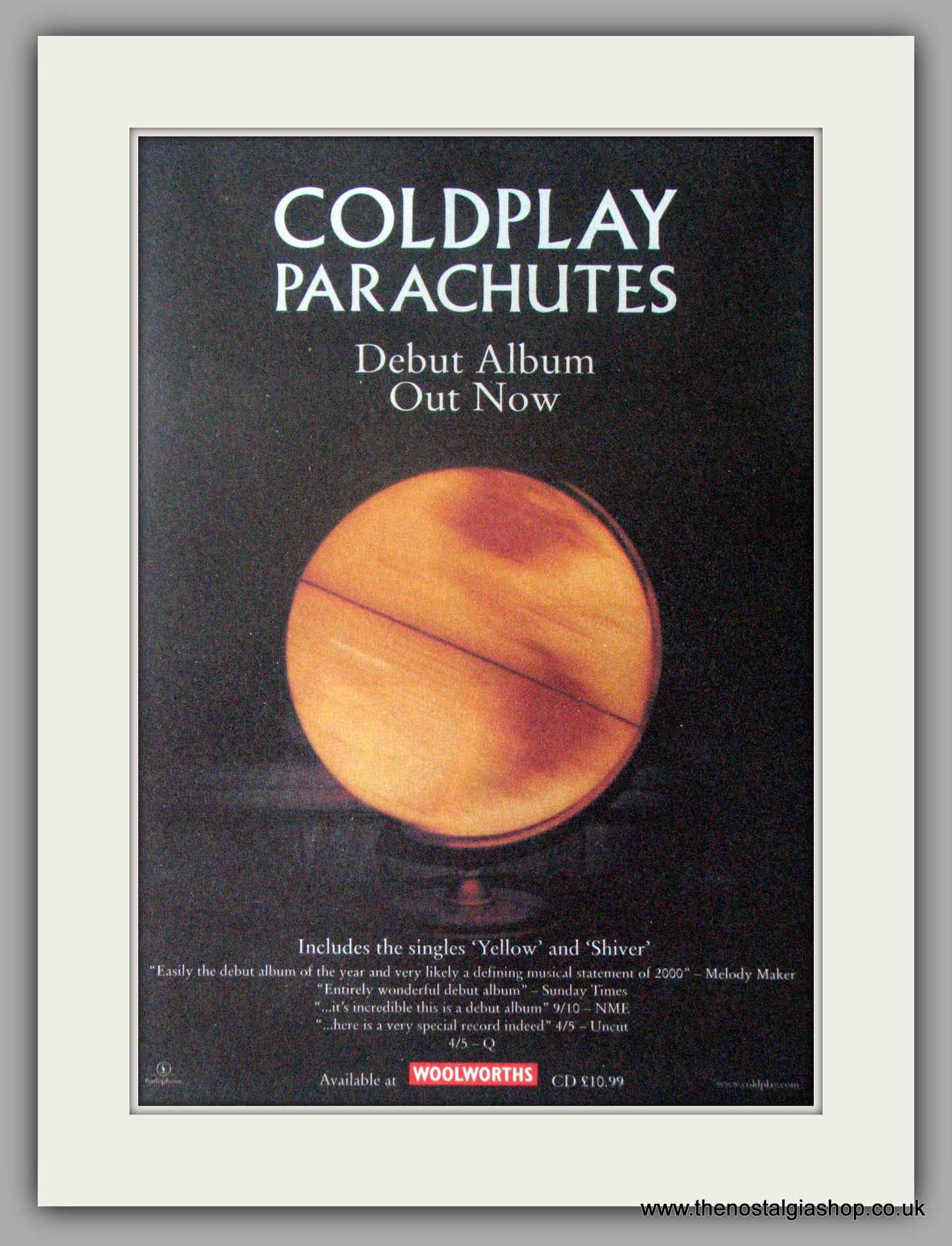 Coldplay. Parachutes. Vintage Advert 2000 (ref AD50462)