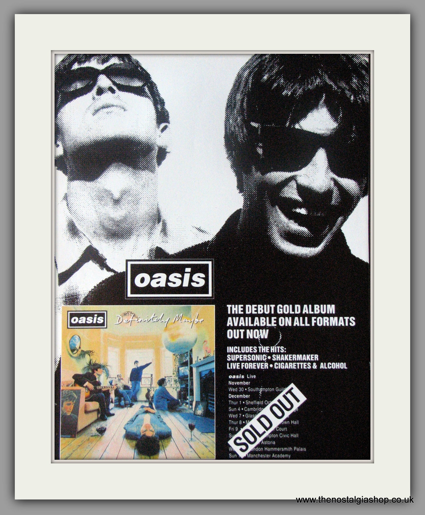 Oasis. Definitely Maybe. Vintage Advert 1994 (ref AD50464)