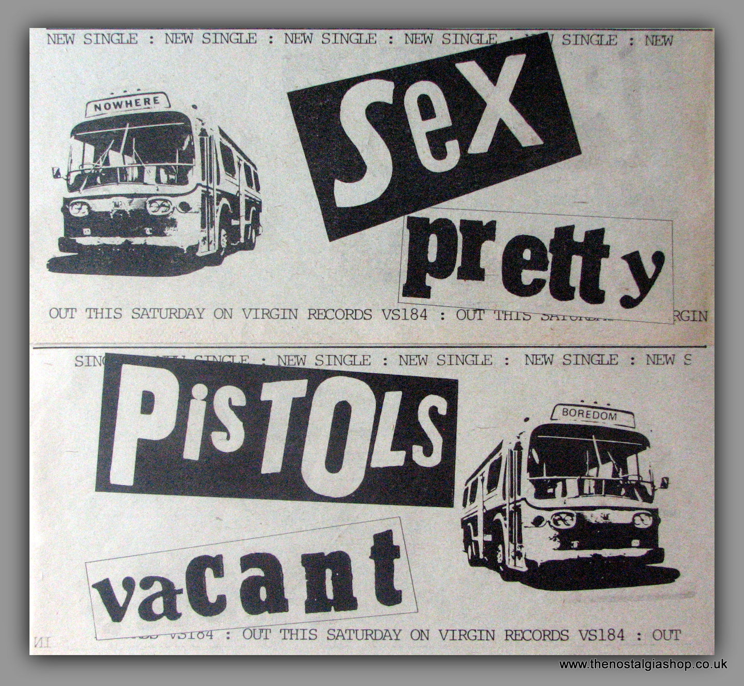 Sex Pistols Pretty Vacant. Vintage Advert 1977 (ref AD50470)