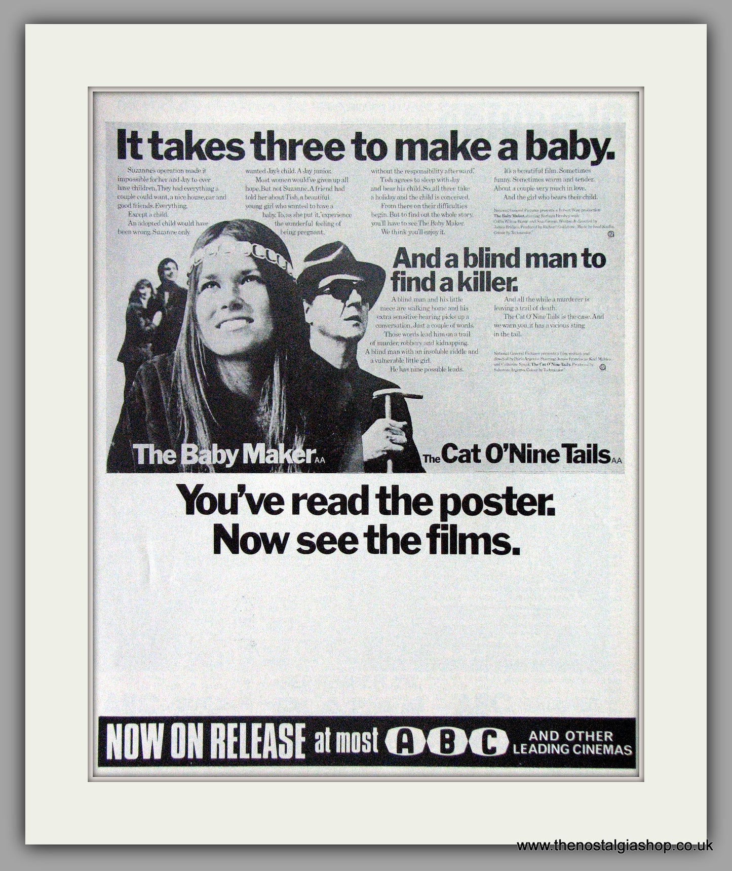Baby Maker (The). Cat O'Nine Tails (The) Original Advert 1971 (ref AD50556)