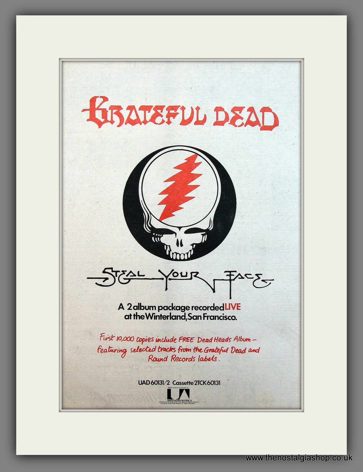 Grateful Dead Steal Your Face. Original Vintage Advert 1976 (ref AD13246)