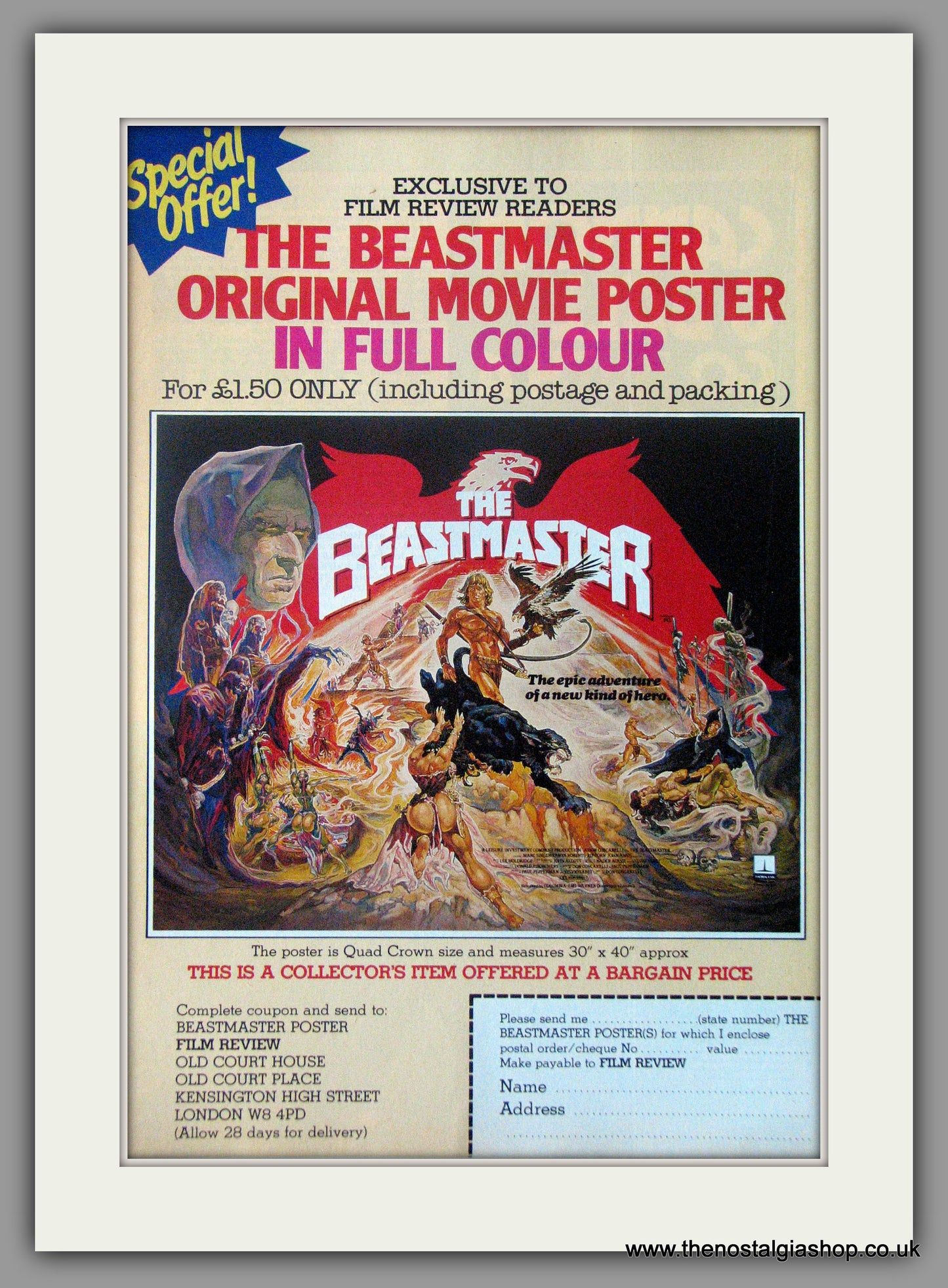 Beastmaster (The). Original Advert 1983 (ref AD50569)