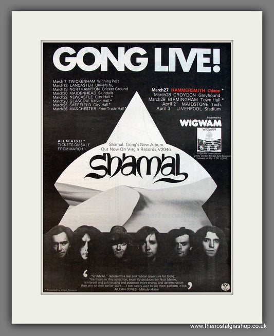 Shamal Gong's New Album. Original Vintage Advert 1976 (ref AD13274)