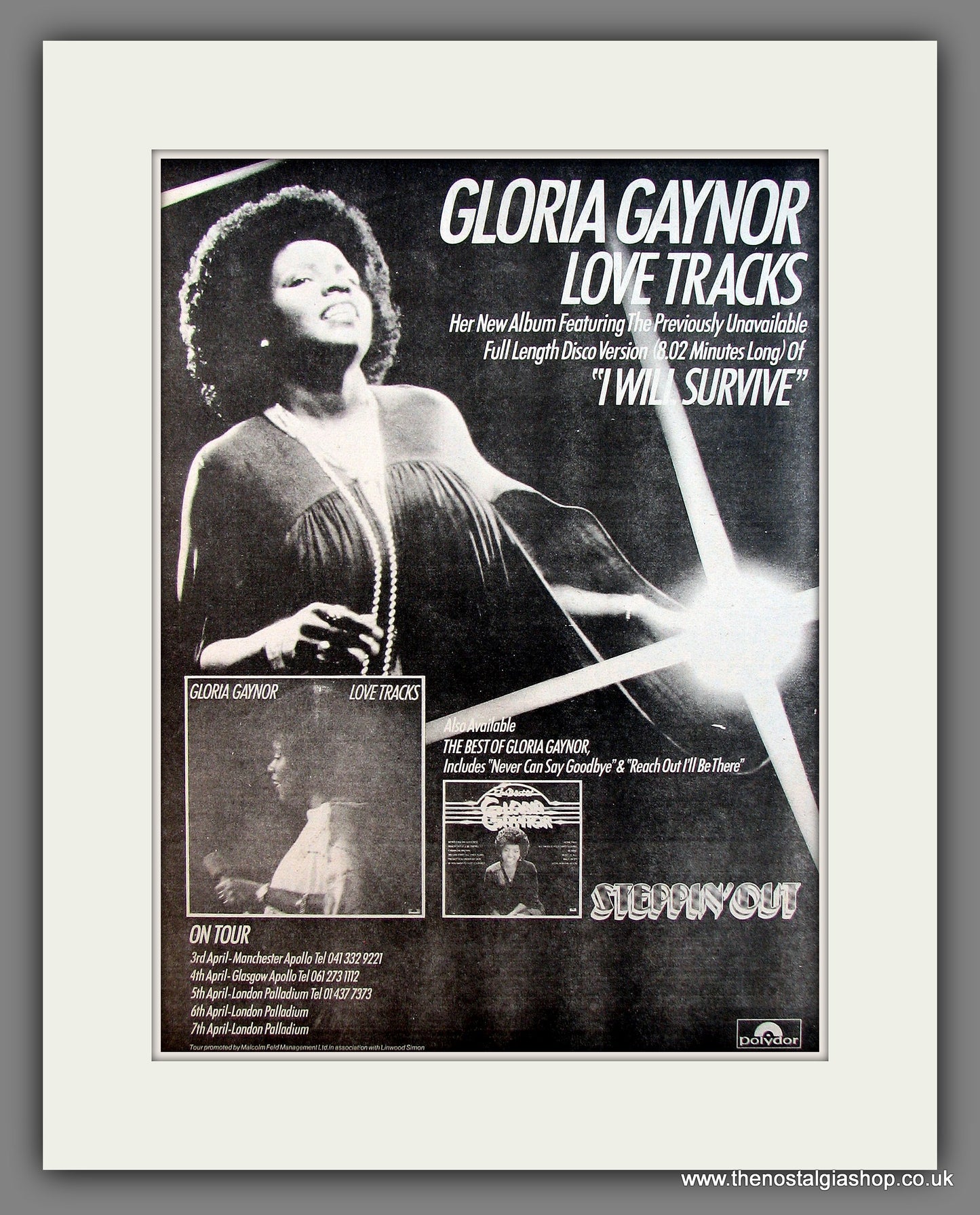 Gloria Gaynor Love Tracks. Original Vintage Advert 1979 (ref AD13295)