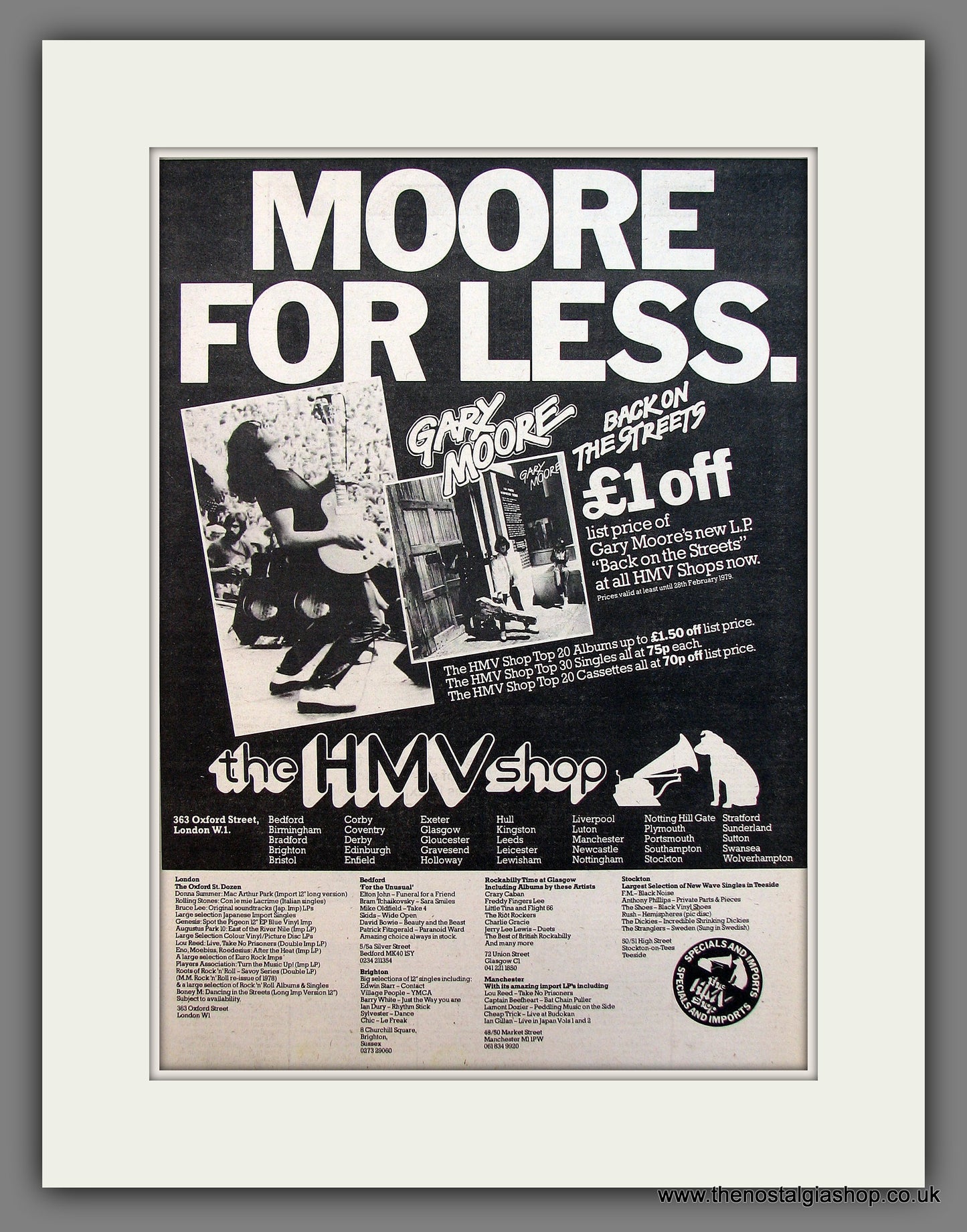 Gary Moore Tour Dates. Original Vintage Advert 1979 (ref AD13476)