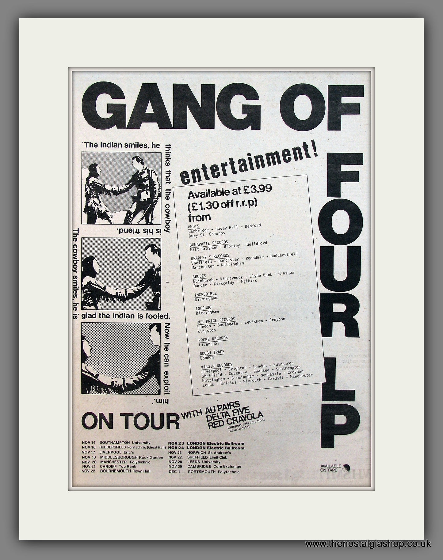 Gang Of Four On Tour. Original Vintage Advert 1979 (ref AD13478)