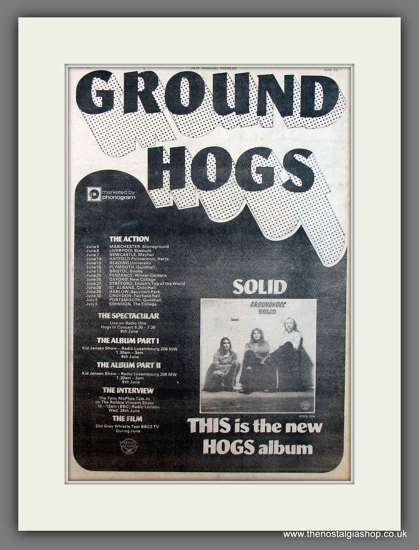 Ground Hogs Solid. Original Vintage Advert 1974 (ref AD13482)
