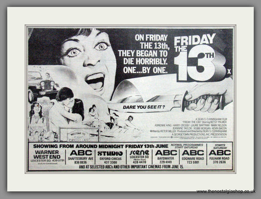 Friday The 13th. Original Advert 1980 (ref AD50783)