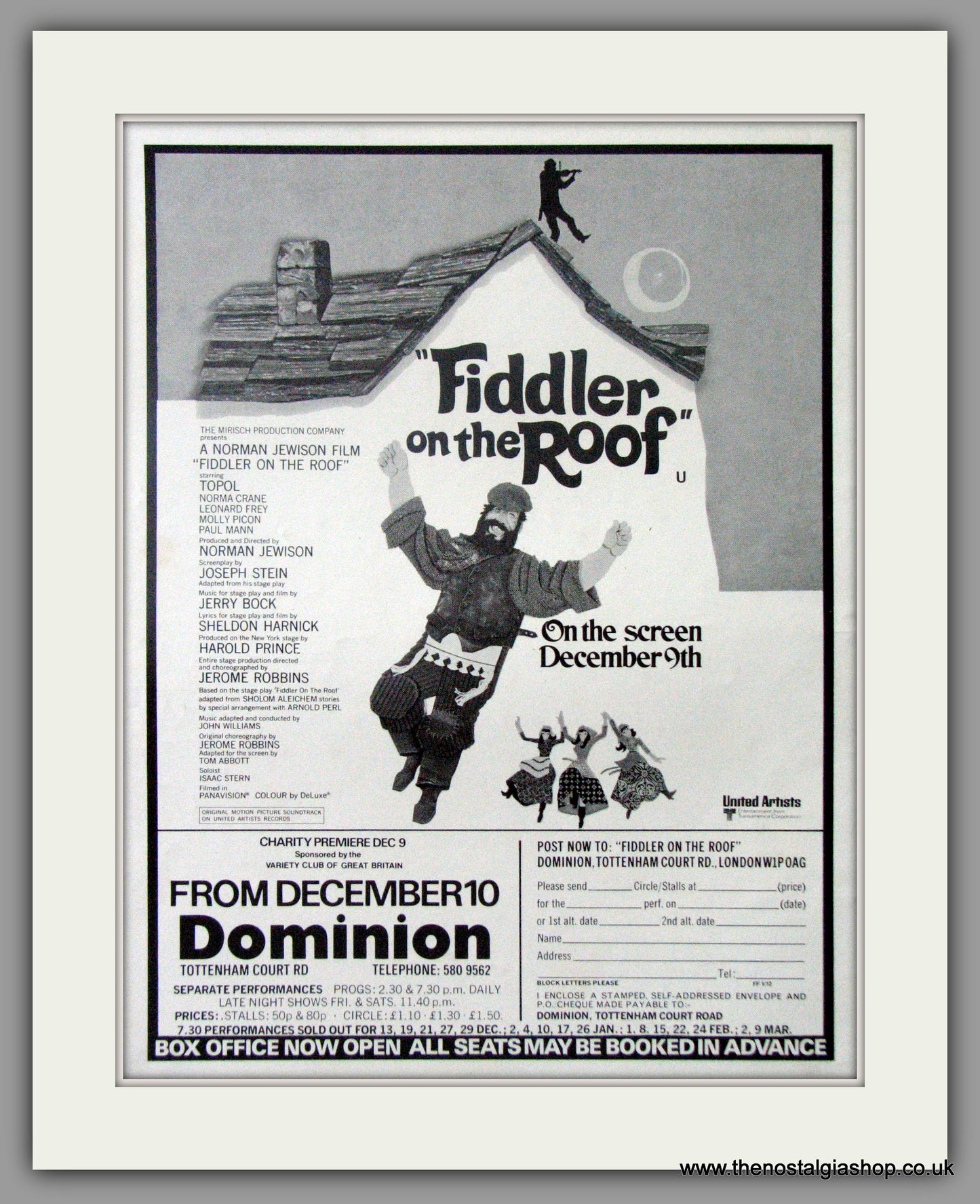Fiddler On The Roof. Original Advert 1971 (ref AD50786)