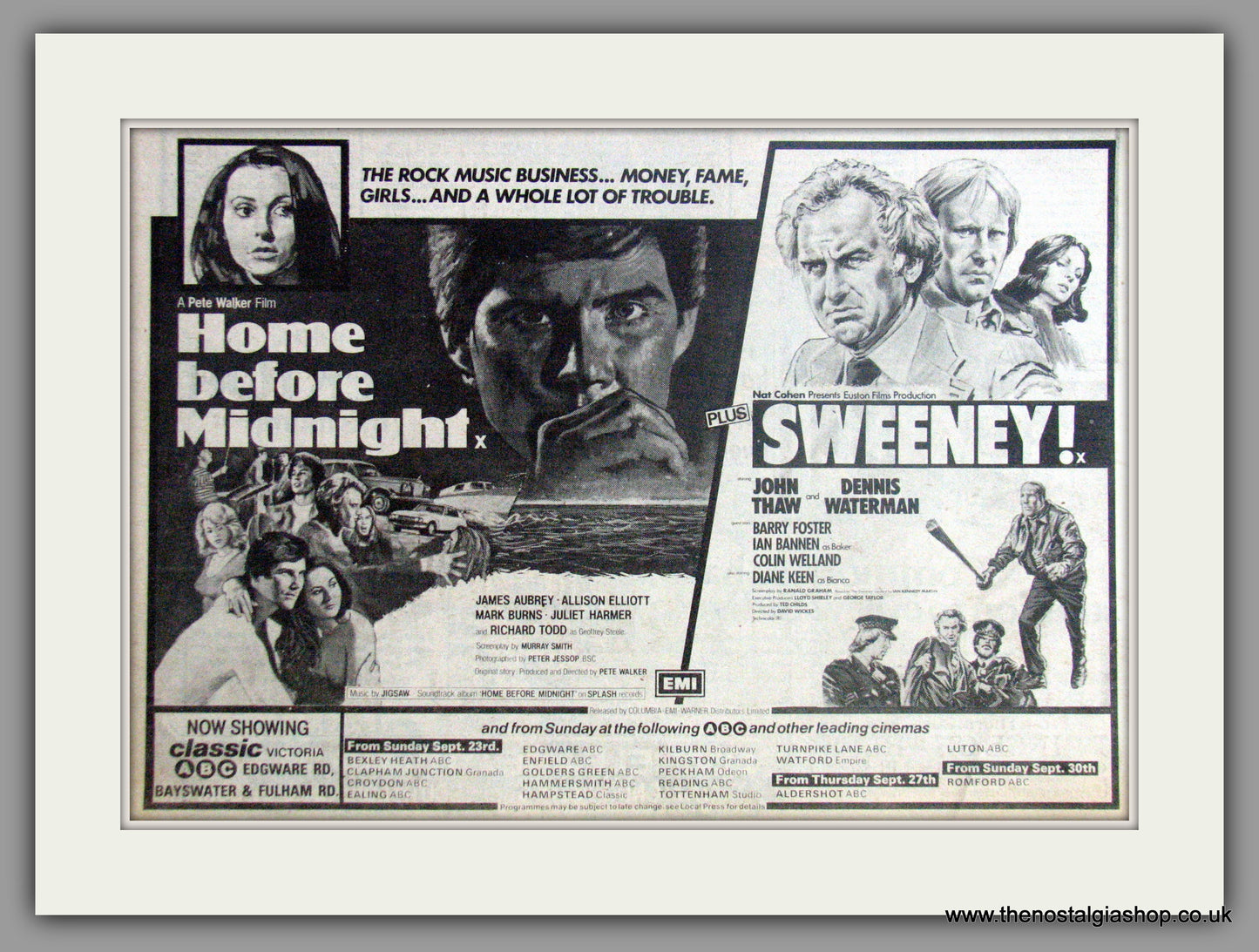 Home Before Midnight & Sweeney. Vintage Advert 1979  (ref AD50865)