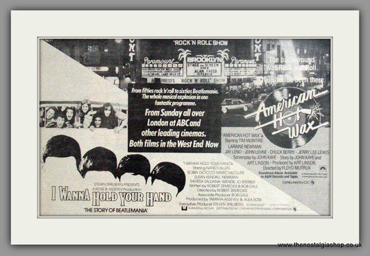 I Wanna Hold Your Hand & American Hot Wax. Vintage Advert 1978  (ref AD50872)