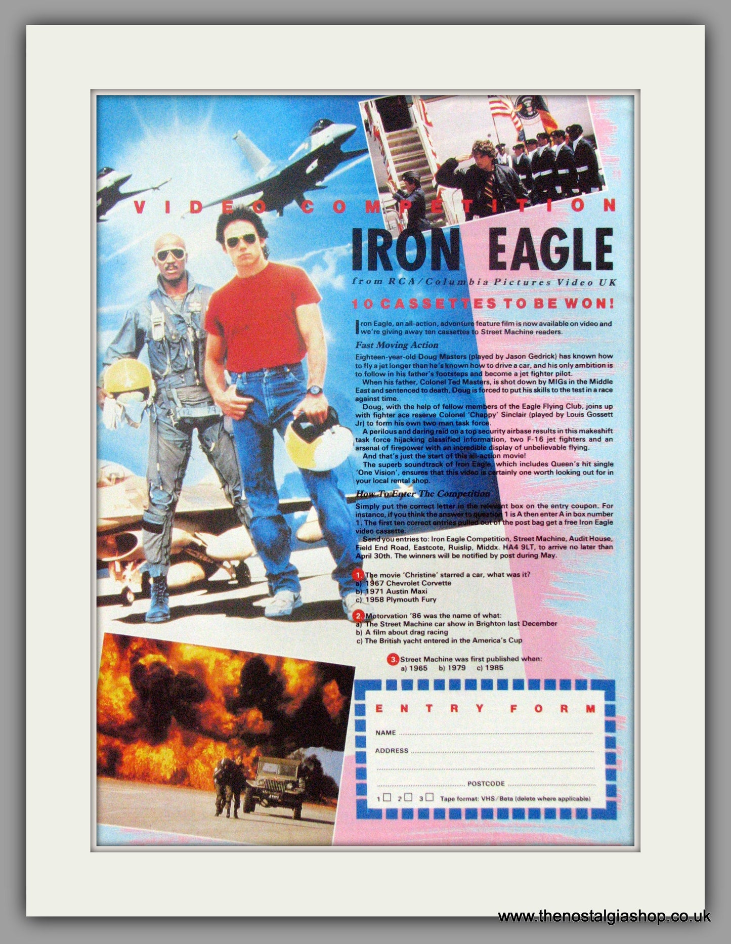 Iron Eagle Video Competition. Original Advert 1987 (ref AD50904)