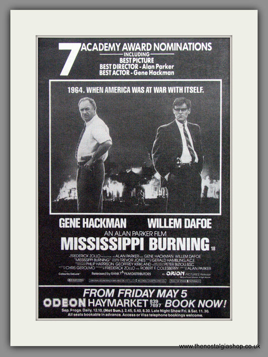 Mississippi Burning. Vintage Advert 1989 (ref AD51215)