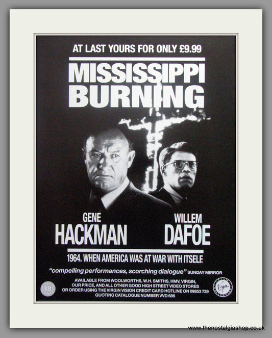 Mississippi Burning. Vintage Advert 1988 (ref AD51239)