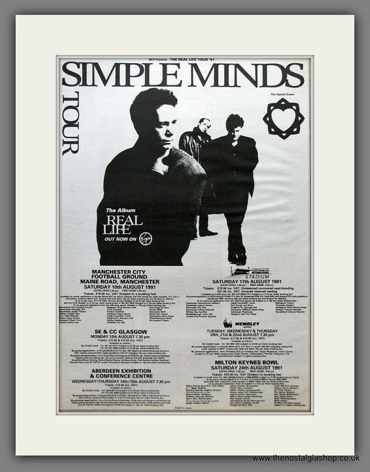 Simple Minds Real Life Tour. Original Vintage Advert 1991 (ref AD13158)