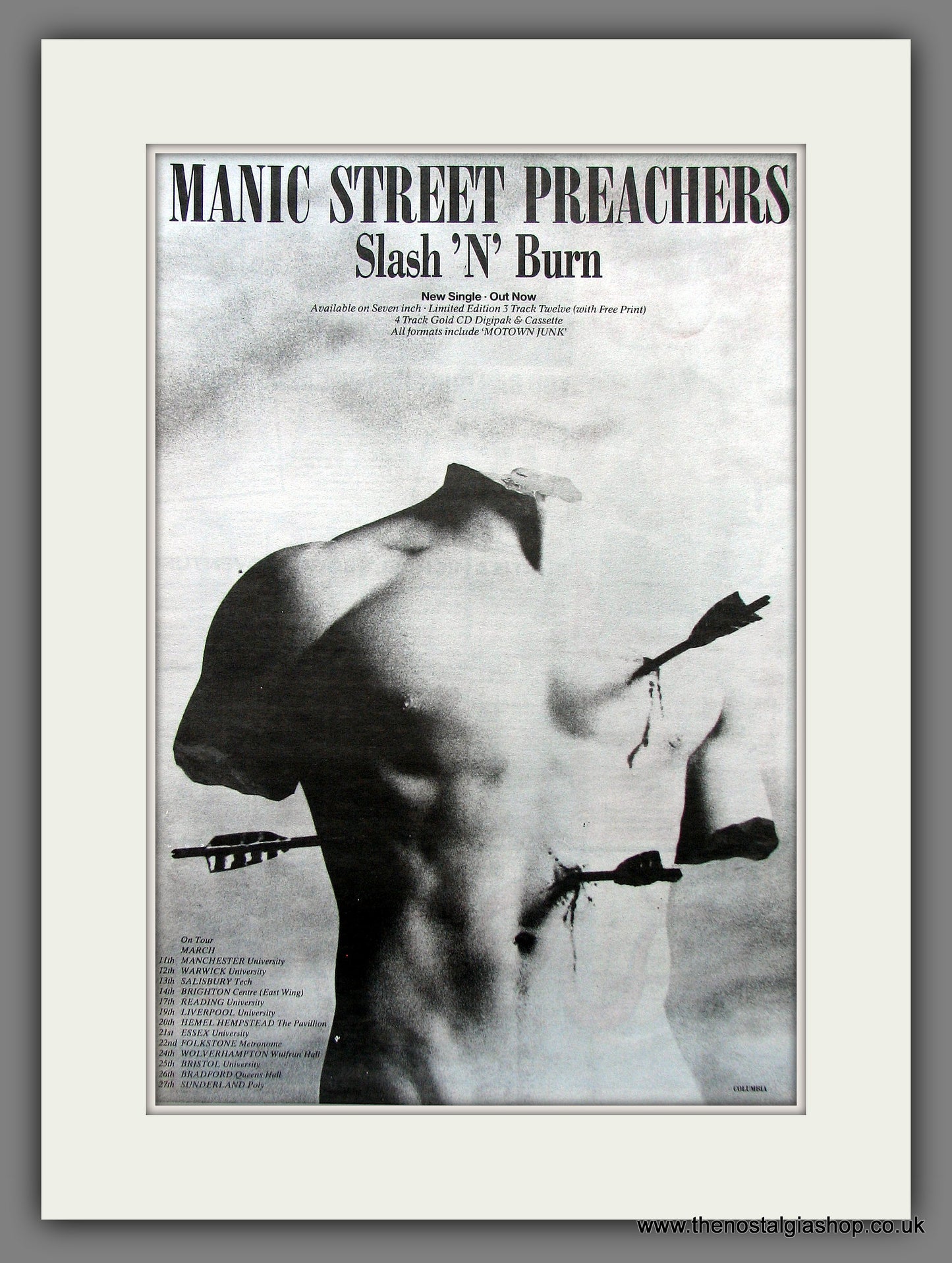 Manic Street Preachers. Slash 'N' Burn. Original Vintage Advert 1992 (ref AD13171)