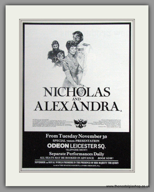 Nicholas And Alexandra. Vintage Advert 1971 (ref AD51261)