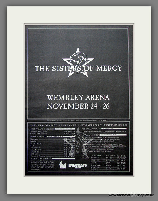 Sisters Of Mercy. Wembley Arena '90. Original Vintage Advert 1990 (ref AD13179)