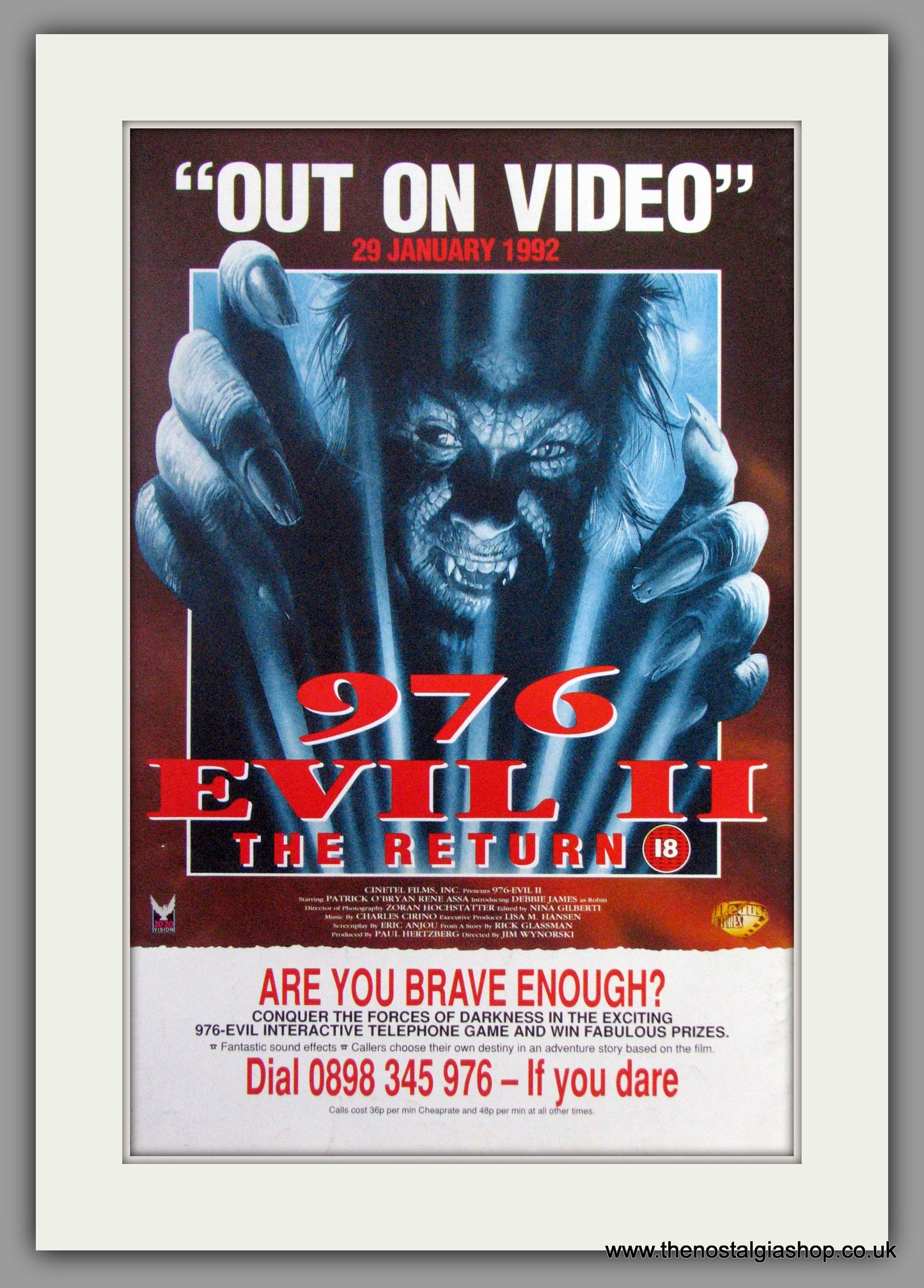 976 Evil II The Return. Vintage Advert 1991 (ref AD51288)