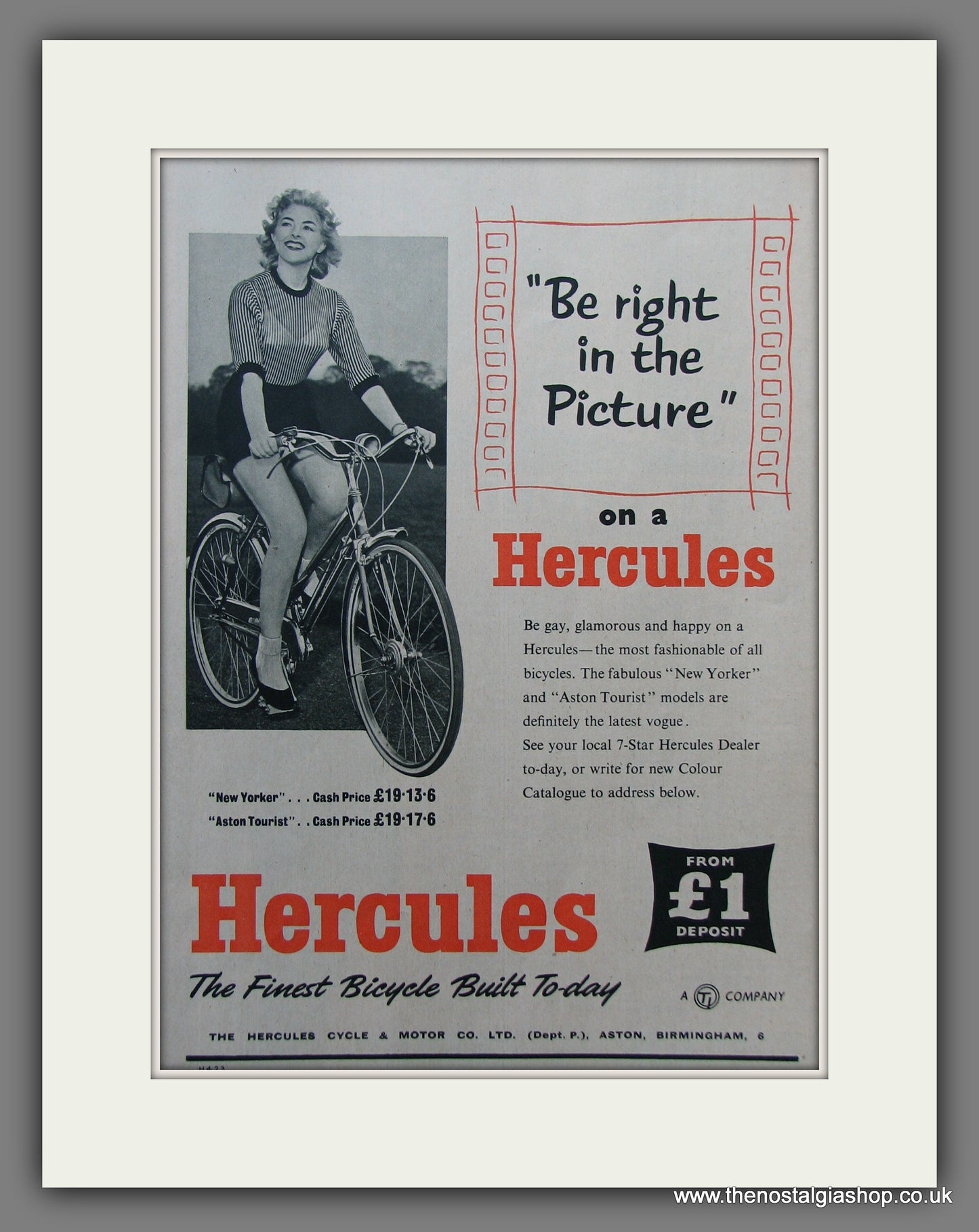 Hercules Bicycle. Original Advert 1957 (ref AD55723)