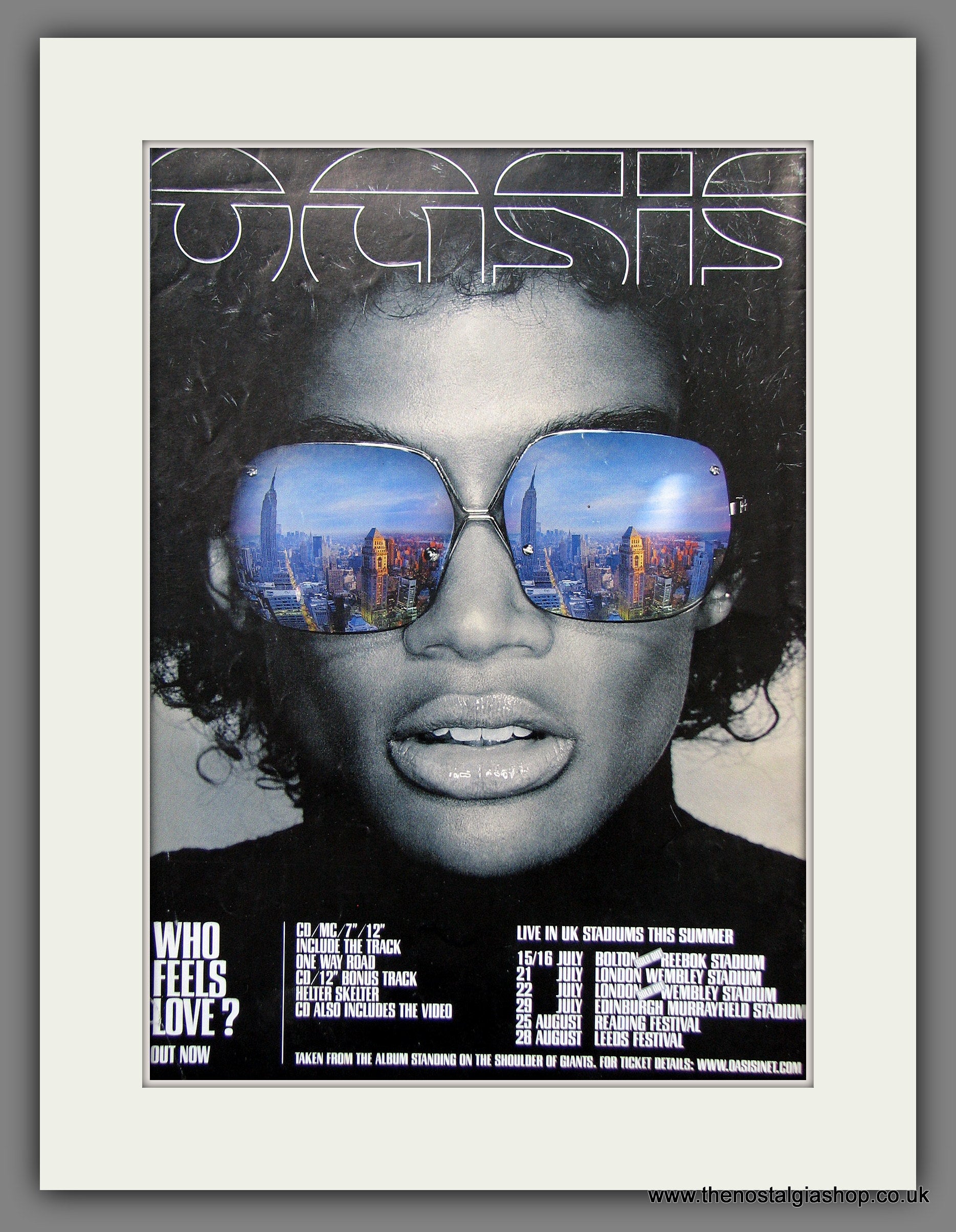 Oasis. Who Feels Love. UK Tour. Original advert 2000 (ref AD55731