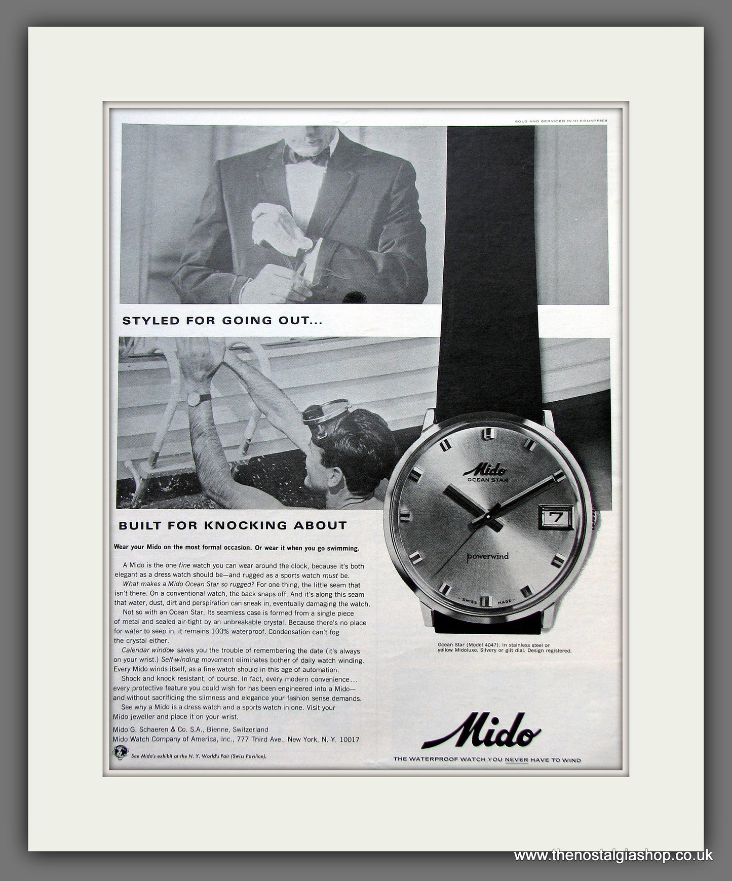 Mido Ocean Star Watch Original Advert 1965 (ref AD300118)