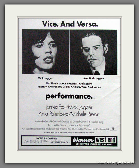 Performance. Vice. And Versa. Original Advert 1971 (ref AD51393)