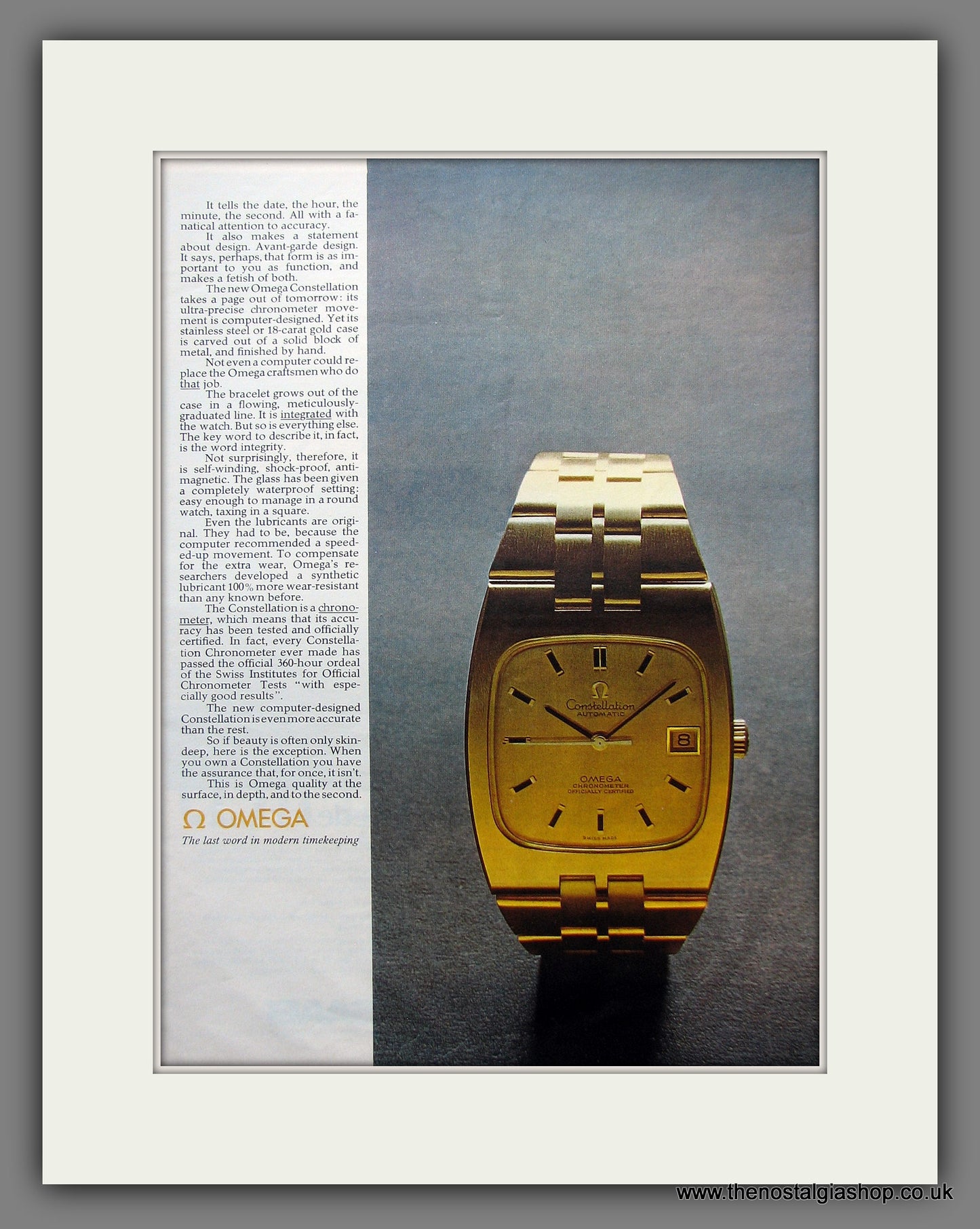Omega Constellation Chronometer Watch.  Original Advert 1970 (ref AD300123)