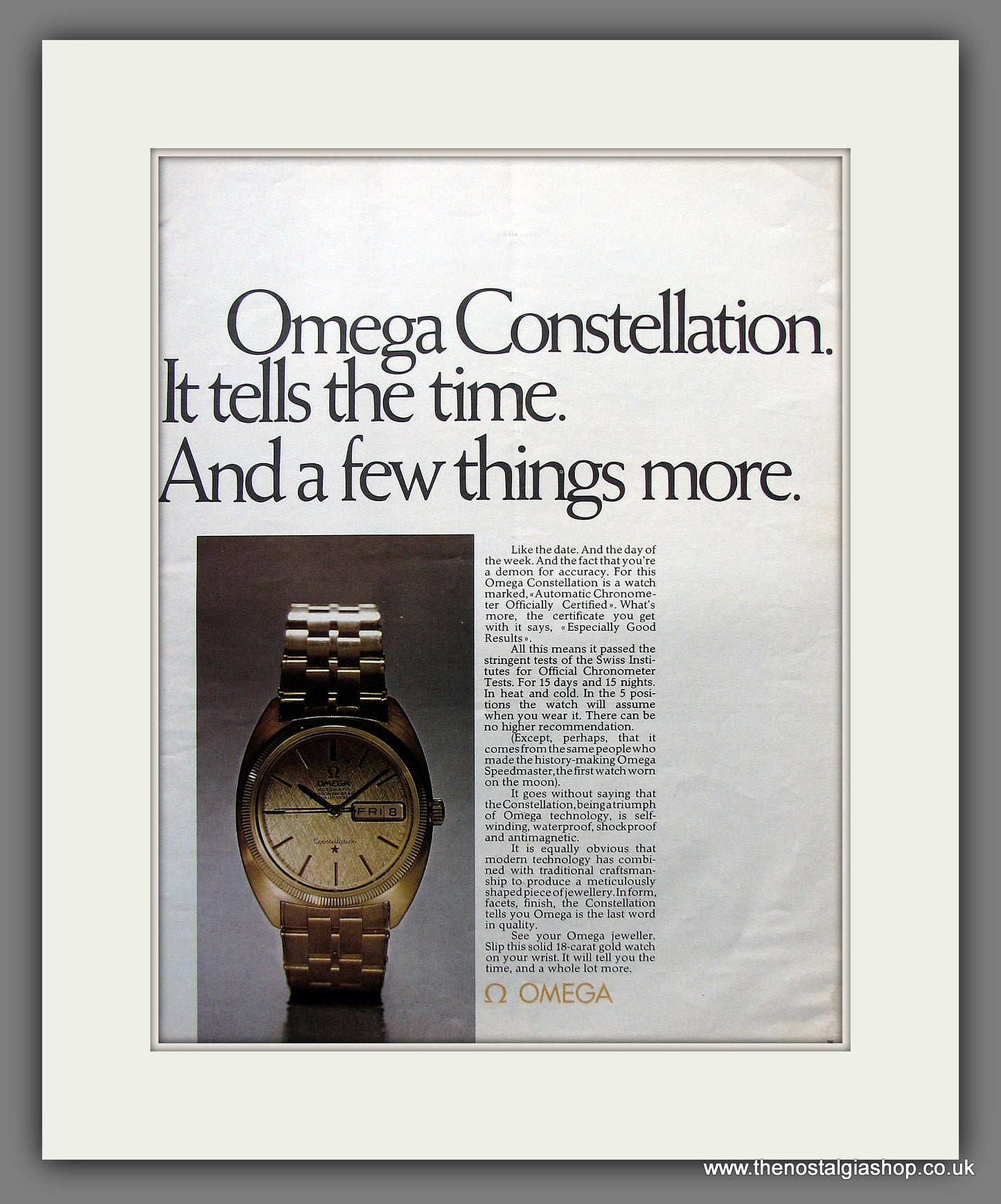 Omega Constellation Chronometer Watch.  Original Advert 1970 (ref AD300122)