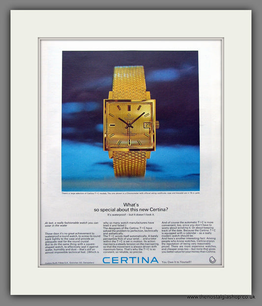 Certina Chronometer Watch. Original Advert 1967 (ref AD300112)