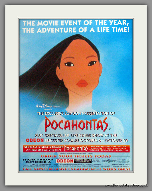 Pocahontas. Original Advert 1995 (ref AD51444)