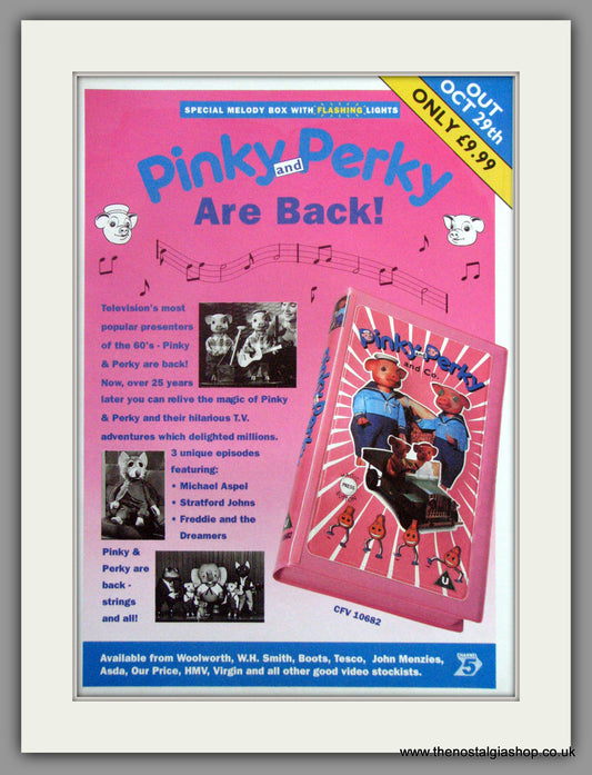 Pinky And Perky Are Back. Original Advert 1990 (ref AD51457)