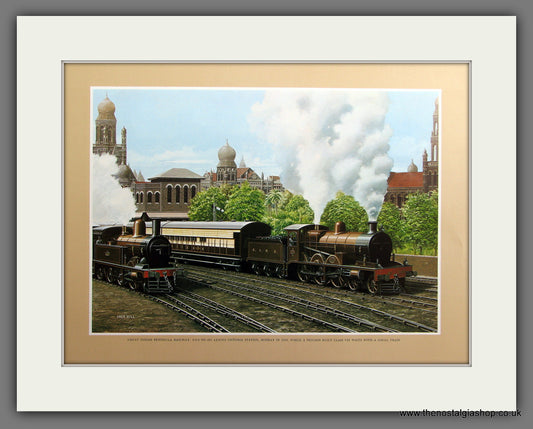 Great Indian Peninsula Railway, Bombay Station. Mounted Railway Print.